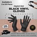 Black Vinyl Gloves Disposable Powder Free and Latex Free 2 to 100 Pcs Multipurpose PVC Polyvinyl Chloride Gloves for Food Handling Cleaning Lab Work DIY Projects Gardening Pet Grooming Painting and Cooking X Extra Large Gloves for Kitchen and Professional. 