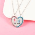 Luoluo&baby 2Pcs/set Delicate Rhinestone Butterfly Heart Best Friend Necklace for Kids Girls Fashion Friendship Gifts. 