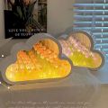 DIY Cloud Mirror Tulip Lamp Night Light Girl Bedroom Ornaments Photo Frame Handmade Glass Bedside Sleep Light Christmas Gifts. 