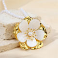 Kissmoon Exaggerated Flower Pendant Necklace for Women Stainless Steel Exquisite Flower Beaded Chain Necklace Jewelry . 