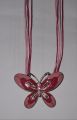 Elegant butterfly necklace in baby pink and dark pink colours. chain is of baby pink and shocking pink thread. 