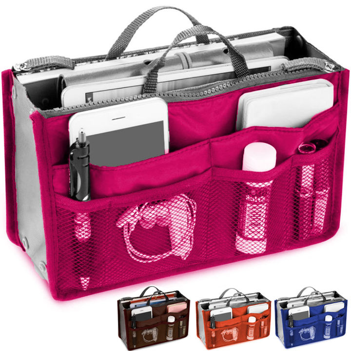 Make up Organizer Insert Bag Large Capacity Multi Pocket Cosmetic Bag Portable Multicoloured Travel Insert Handbag Pouch