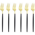 6pcs Gold Dessert Fork Dinnerware Set Mirror Stainless Steel Salad Fork Set Tableware Cutlery Set Home Party Kitchen Tableware.