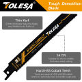 TOLESA 5PCS 6in Heavy Metal Cutting Reciprocating Saw Blades 14TPI Cast-Iron Bi-Metal Sabre Saw Blades for Metal Pipe, Rebar. 