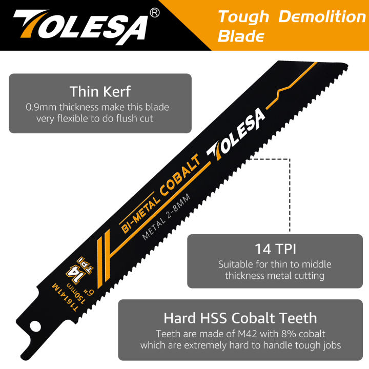 TOLESA%205PCS%206in%20Heavy%20Metal%20Cutting%20Reciprocating%20Saw%20Blades%2014TPI%20Cast-Iron%20Bi-Metal%20Sabre%20Saw%20Blades%20for%20Metal%20Pipe,%20Rebar%20-%20Image%203