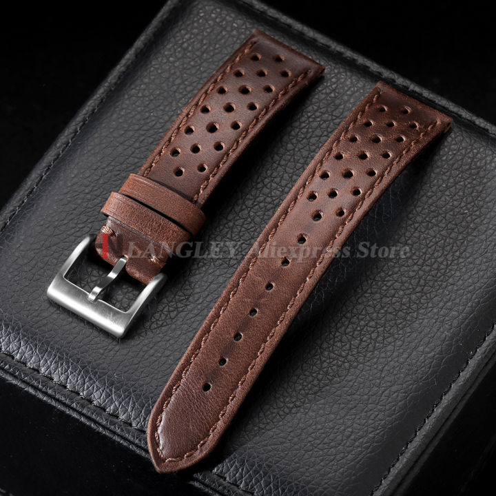 Genuine Cowhide Leather Strap for   Watch 7 6 5 4 Soft Breathable Retro Wristband for  18mm 20mm 22mm Bracelet