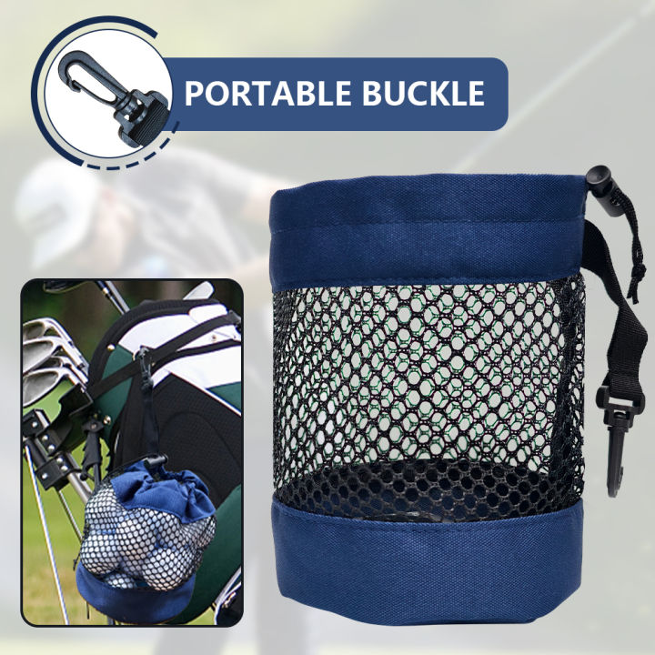 Polyester Golf Ball Storage Bag with Drawstring Closure - Mesh Pocket Design for Easy Organization, Available Gray/Blue/Black,