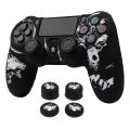 Laser Carving Soft Silicone Control Cover For Playstation 4 Controller PS4 Gamepad Skin with Joystick Grip Caps. 
