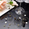 26/52Pcs Wine Glass Charms Wine Glass Markers Wine Glass Charm Rings with Letter Wine Charms for Stem Glass Wedding Party Decor. 