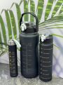 3Pcs/Set Large Capacity Water Bottle Set,Portable Plastic Frosted Gradient Color Water Bottle With Time Marker And Hanging Rope. 