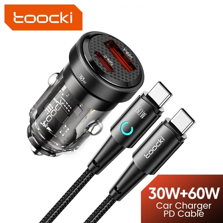 Toocki 30W 5A QC PD 3.0 SCP Car Charger Quick Charge4.0 USB Type C Fast Charging For iPhone 15 14 13 12 Huawei Samsung Xiaomi