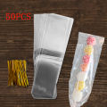 50Pcs Christmas Transparent Candied Haws Packaging Bags OPP Plastic Candy Bags Wedding Baby Shower Birthday Party Supply.
