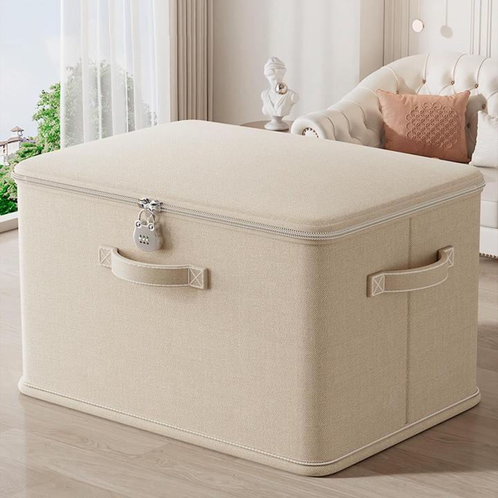 Lockable Storage Box, Odor Proof Stackable Container With Handle, Washable Shelf Baskets For Blanket Clothing Toys Home Organiza