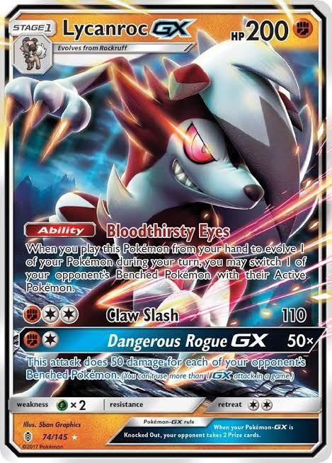 Pokemon Lycanroc-GX - 74/145 - Ultra Rare - Sun & Moon: Guardians Rising