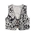 DUOPERI 2025 New Women 2 Piece Set Printed V-Neck Vest & Side Zipper Skirts Shorts Female Elegance Chic Casual Shorts Set. 
