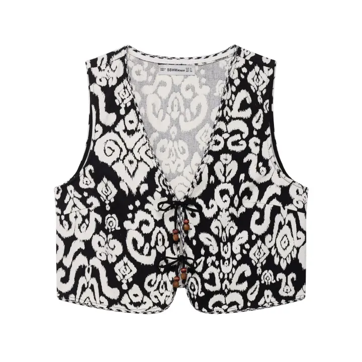 DUOPERI%202025%20New%20Women%202%20Piece%20Set%20Printed%20V-Neck%20Vest%20&%20Side%20Zipper%20Skirts%20Shorts%20Female%20Elegance%20Chic%20Casual%20Shorts%20Set%20-%20Image%202