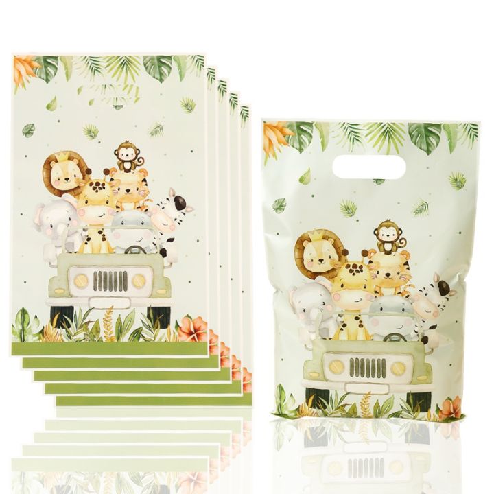 10/20/50pcs Jungle Animals Bag Candy Biscuit Packing Bags, Safari Animals Bag for Guest Birthday Supplies