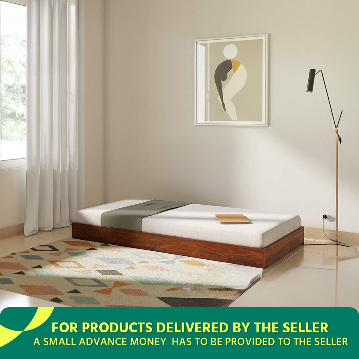 (MDF) Single floor bed for kid/bachelors (height 8 inch)4ft by 7ft by 8inch