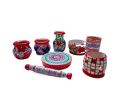 Beautiful wooden kitchen hand print toy set. 