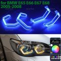 M4 Style RGB Ring Angel Eyes Phone APP Control Remote LED Headlight Rings for BMW 7 Series E65 E66 E67 E68 Alpina B7 2001-2008 dr. eyemo. 