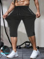 Men's Classic Shorts Summer Casual Sports High Elastic Waist Drawstring Cropped Pants Black Man Clothes Gym Running For Exercise. 