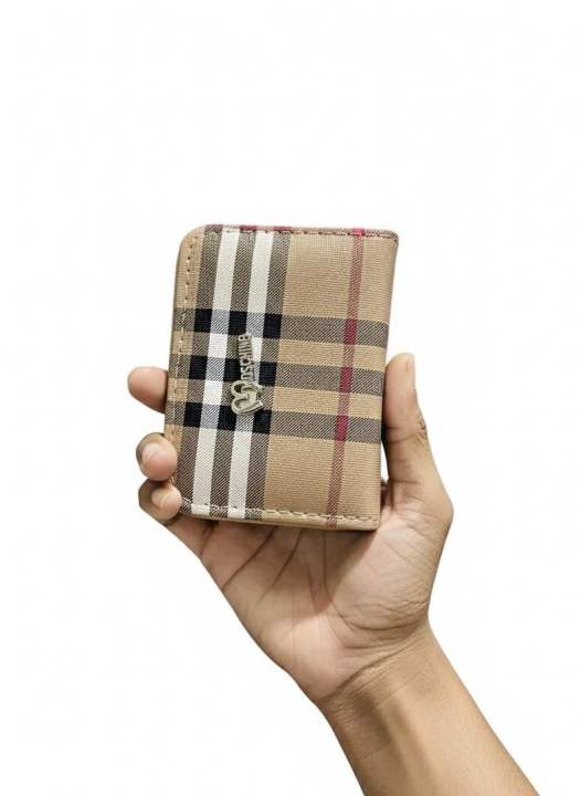 🔥🔥 Hot Selling! Stylish Check Print Mini Wallet | Compact Credit Card Holder Bag | Ladies Fashion Zipper Key/Coin Purse (Plaid/Beige)