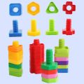 Kids Screwing Building Blocks Children Focus Screw Nut Shape Creative Mosaic Puzzle Toys for Children Plastic Educational Blocks. 
