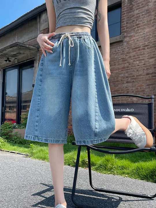 Summer%20Boyfriend%20Plus%20Size%20Jeans%20Shorts%20Woman%20Casual%20Loose%20Wide%20Leg%20Bermudas%20Baggy%20Denim%20Shorts%20Women%20Lace%20Up%20Half%20Short%20Pants%20-%20Image%203