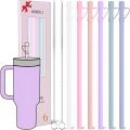 6 Pcs Replacement 12 inch Long Silicone Straw With Straw  Cover,40 oz 30 oz Cup Tumbler,  for Stanley Tumbler Accessorie. 