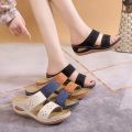 New Women Slippers Embroider Flowers Leather Women's Sandals Outdoor Light Casual Wedges Slippers Slip on Summer Shoes for Woman. 