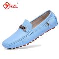 YRZL Shoes Men Handmade PU Leather Loafer Casual Driving Flats Slip-on Shoes Luxury Comfy Moccasins White Loafers Shoes for Men.