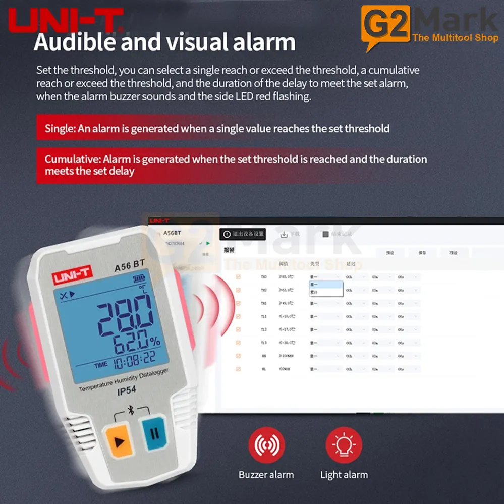 UNI-T A56 BT Bluetooth Temperature & Humidity Datalogger with LCD ...
