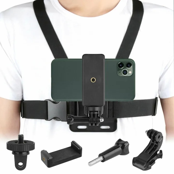 Action Camera Chest Mount with Phone Holder for Smartphone and Action Camera - Effortlessly Capture Your Vlogs and Adventures, Chest Mount With Mobile Mount Holder