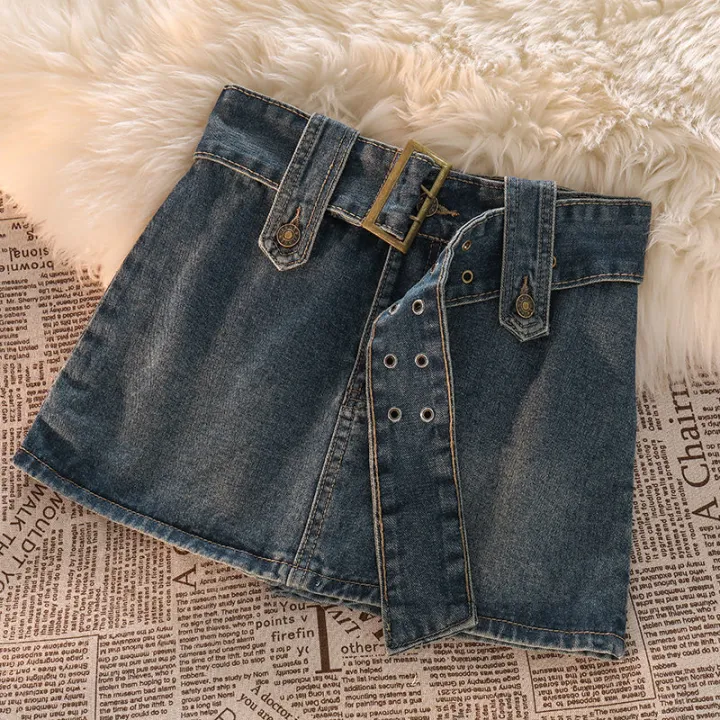 Y2K%20Summer%20New%20A-line%20Miniskirt%20High%20Waist%20Street%20Fashion%20Denim%20Retro%20Straight%20Tube%20Hip%20Wrap%20Skirt%20Women's%20Belt%20Skirt%20-%20Image%203