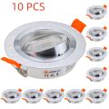 5/10pcs GU10 MR16 Round Recessed Ceiling Spotlights Frame LED Downlight Angle Adjustable Rotating Indoor Lighting Fixture. 