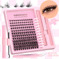 ​GROINNEYA​​ Fluffy DIY Cluster Lashes Kit Individual Eyelashes Lasting Eyelash Extension Lash Bond And Seal​​ Tools Easy Makeup. 