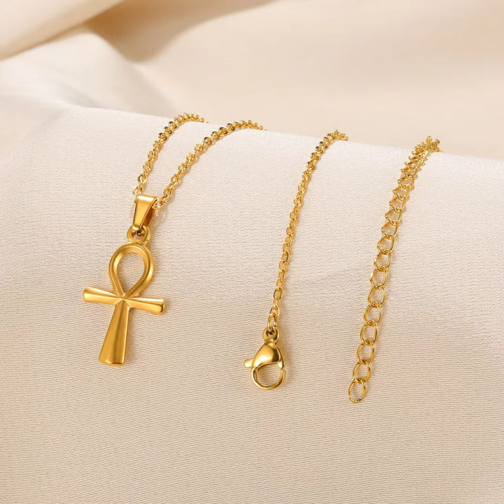 Stainless%20Steel%20Cross%20Pendant%20Necklace%20For%20Women%20Men%20Gold%20Color%20Ancient%20Egypt%20Ankh%20Cross%20Charm%20Choker%20Jewelry%20Hip%20Hop%20Gift%20-%20Image%202