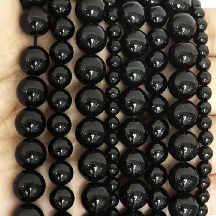 Natural%20black%20tourmaline%20round%20beads%20DIY%20bracelet%20necklace%20jewelry%20accessories%20-%20Image%202