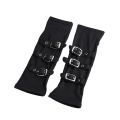 Women Half Finger Metal Buckle Belt Rivet Punk Hip Hop Party Cosplay Dance Mitten Black Fingerless Milk Silk Glove Cuff R46.