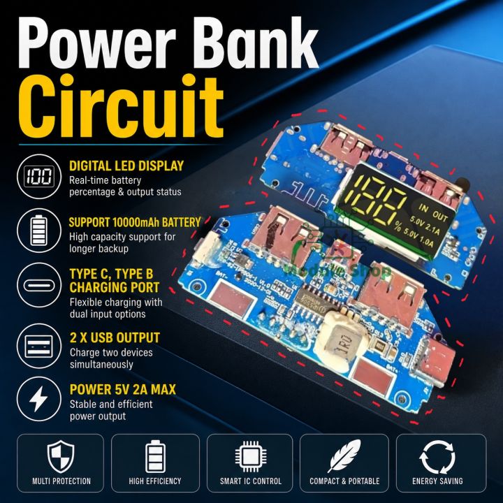 Digital Power Bank Circuit Display 5V 2A