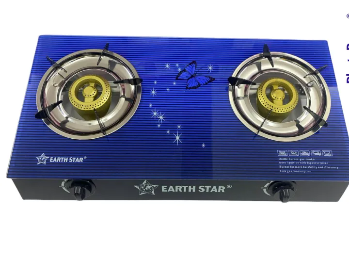 glass top gas cooker double burner
