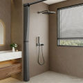 Premium Magnetic Folding Shower Screen Waterproof Partition Bath Curtain Luxury Invisible Dry/Wet Separation Design.