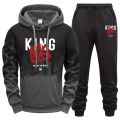 King Printing Mens Tracksuit Casual Splash-ink Hooded Sweatshirt+Pants Set Sports Jogging Suit Outdoors Street Men Clothing 2025. 