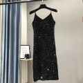 Elegant and Shiny Metal Women Feeling Party Dress Long Birthday 2023 New Winter. 