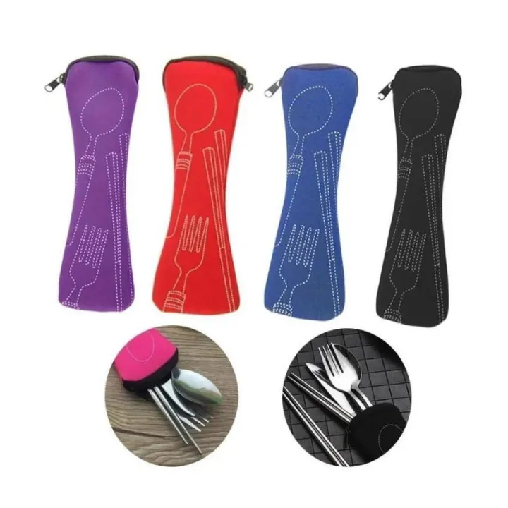 7/3%20Pcs%20Stainless%20Steel%20Outdoor%20Camping%20Tableware%20Set%20Of%20Pieces%20Western%20Food%20Steak%20Knife%20Fork%20Spoon%20Creative%20Cloth%20Bag%20Portable%20-%20Image%202