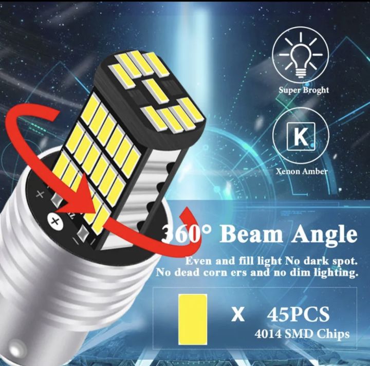 Car%20LED%20Turn%20Signal%20Orange%20Colour%20Canbus%2015%20SMD%20BA15S%20P21W%20High%20Power%20White%206000K%20-%20Image%202