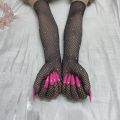 Female  Thin Hollow Flash Drilling Mesh Fishing Net Cosplay Halloween Dance Nighub Wedding Party Accessories Nail Gloves. 