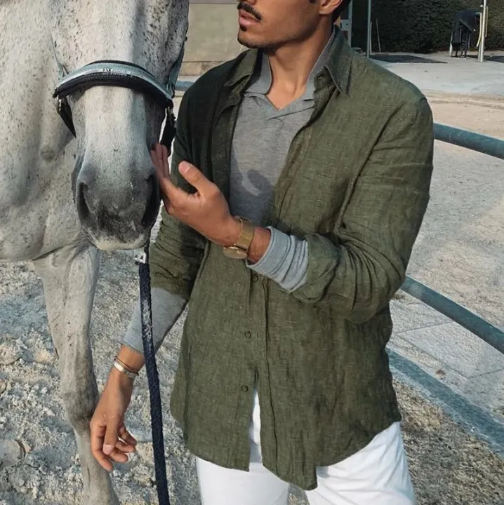 Men's%20casual%20long%20sleeve%20thin%20solid%20color%20lapel%20shirt%20-%20Image%204