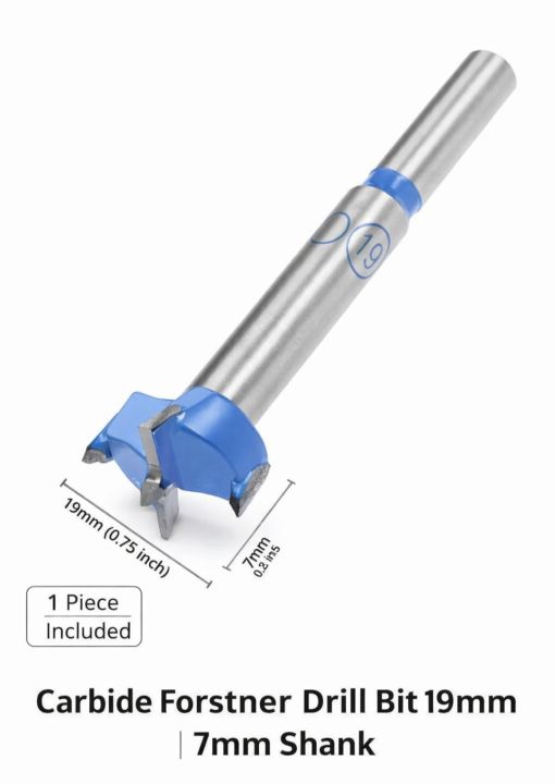 Carbide Forstner Drill Bit 19mm | Hinge Boring Wood Cutter with 7mm ...