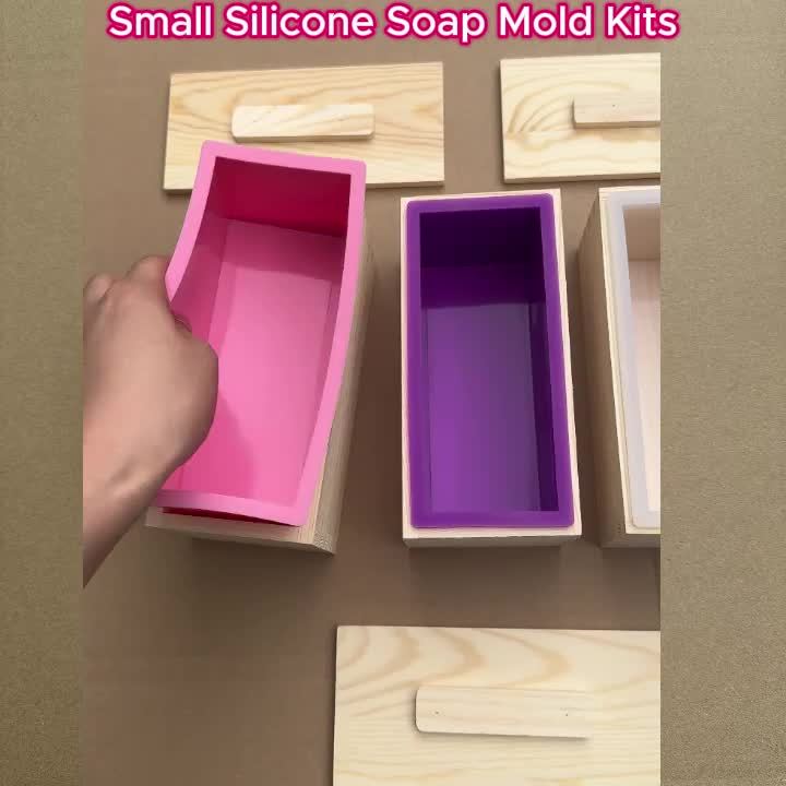 Rectangle Wooden Box Soap Mold Kits 600ml Silicone Soap Mold Flexible Rectangular Loaf Mold DIY Heart Moon Tube Soap Making Tool